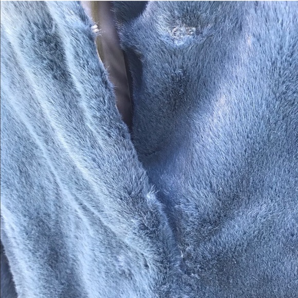 NWT MNG Mango Faux Fur 🖤  Royal Turquoise Coat XS - Picture 3 of 11